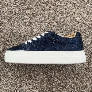BRAND NEW! Betsey Johnson Sidny Rhinestone Embellished Platform Lace-Up Sneakers